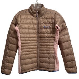 Cotopaxi XS Jacket Beige Tan Pink Fuego Goose Down Insulated Puffer Womens NWOT